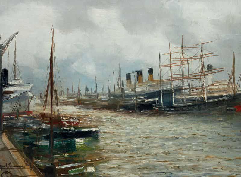 Alfred Jensen Dalmannkai Hamburg. oil painting image